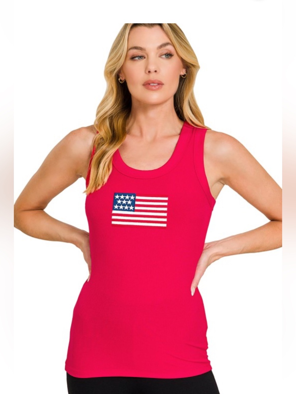 Zenana Robbed American Flag Tank Top